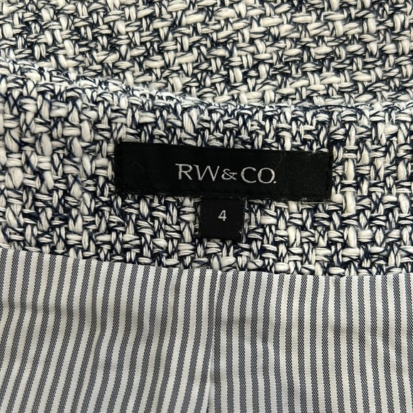 RW&CO. Twill Pencil Skirt with Front & Back Slit. Size 4. Dark Blue & White - Picture 6 of 7